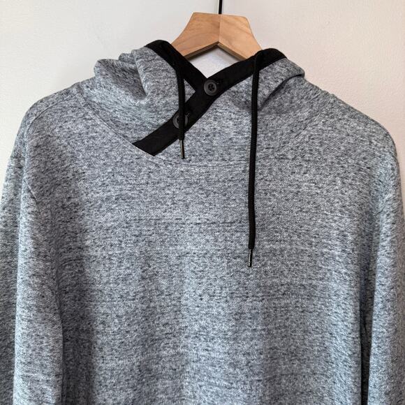 Express Men's Fleece Lined Pullover Hoodie Sweater Gray Size Large - Picture 2 of 8